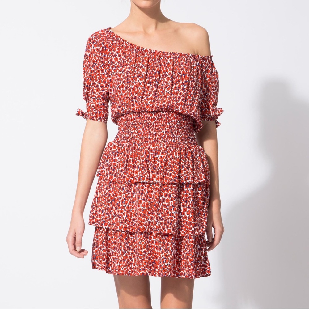 MAJE🖤 Leopard crêpe mini dress